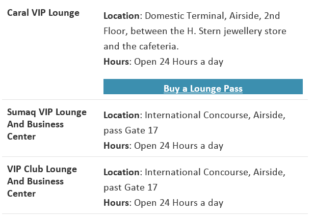 VIP Lounges at Lima International Airport