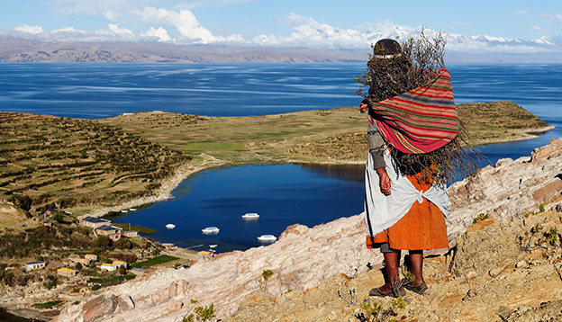 Reed islands on Lake Titicaca, Peru