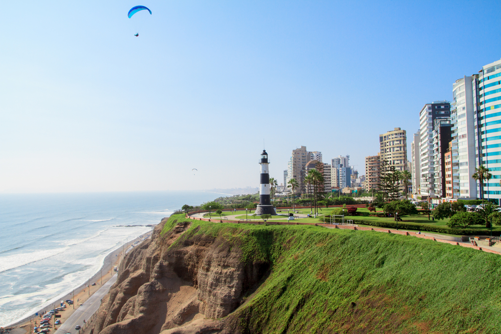 Miraflores Town beach landscape in Lima peru