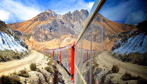 The Ferrocarril Central between Lima and Huancayo, Peru. Crossing the Andes, this train is the 2nd highest train in the world