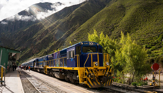 Railway to Machu Picchu and Urubamba River