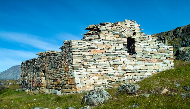 Stonework at Hvalsey Viking Church, Greenland.