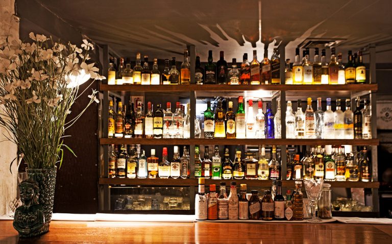 bar with many bottles of liqor