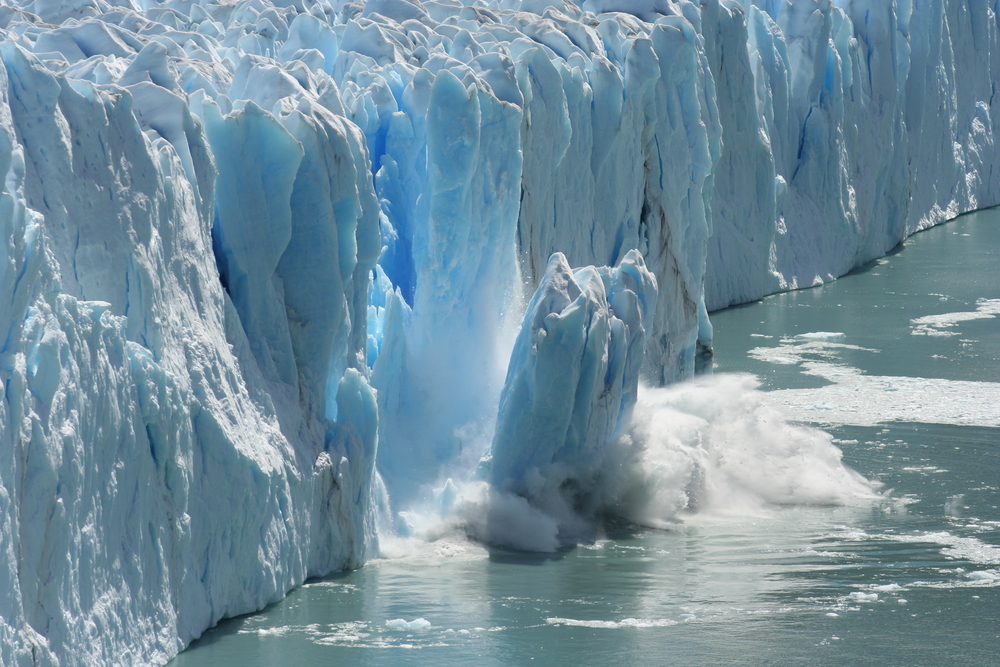 glacier with breaking ice in antarctica
