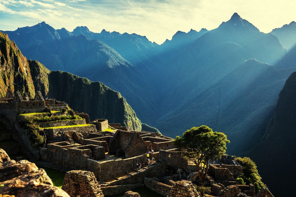 Ancient Ruins in Peru with a Mountain backdrop.