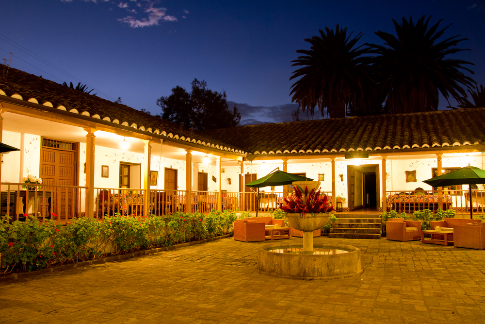 Beautiful hacienda by night. 