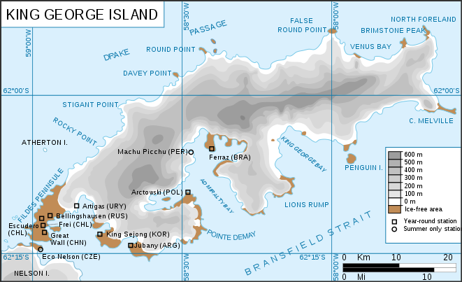 A map of King George Island.