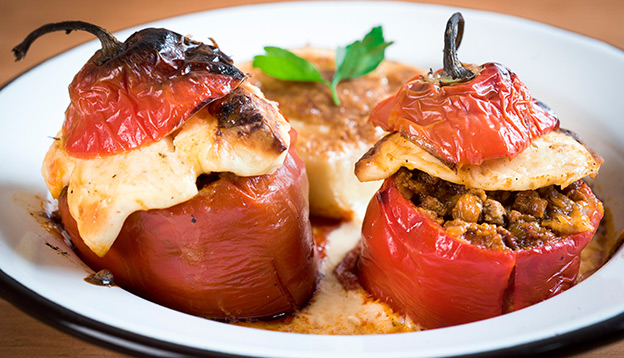 Rocoto relleno, traditional stuffed peppers on a plate