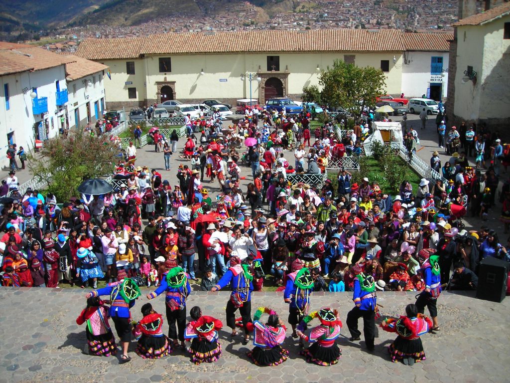 Peruvians dancing at Plaza San Blas, Cusco, Peru