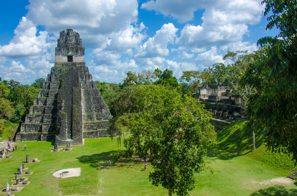 ancient mayan ruin in guatemala in the forest tikal
