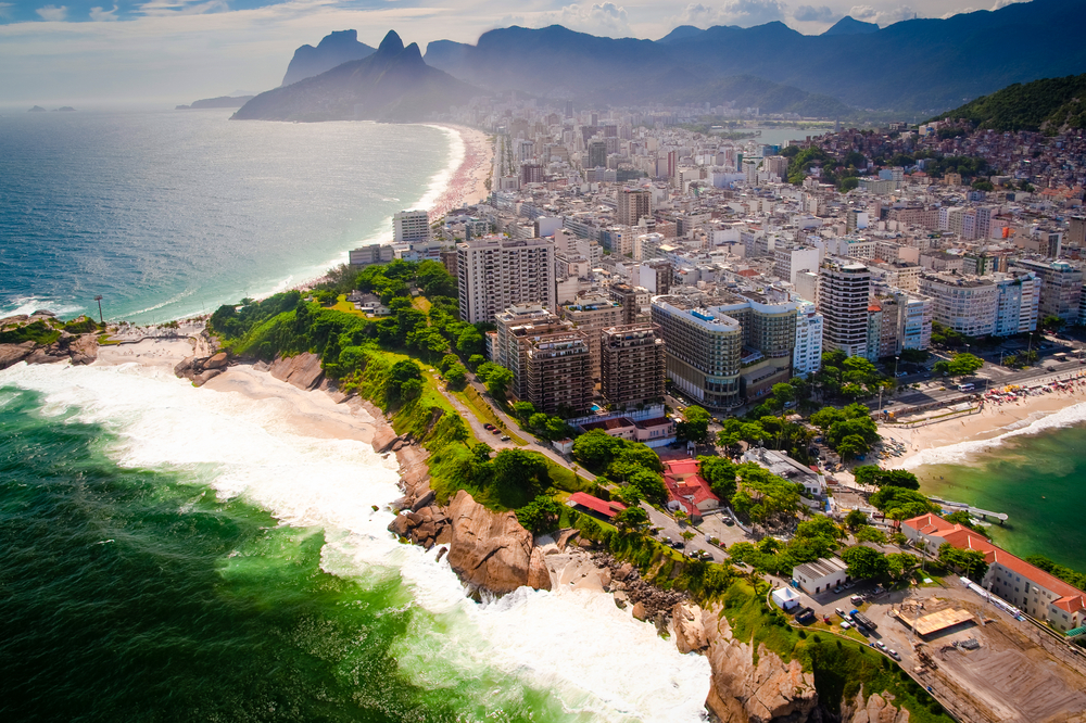 aerial view over the beach in rio brazil