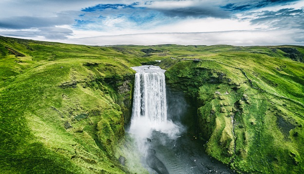 Waterfall Skogafoss, Iceland. 