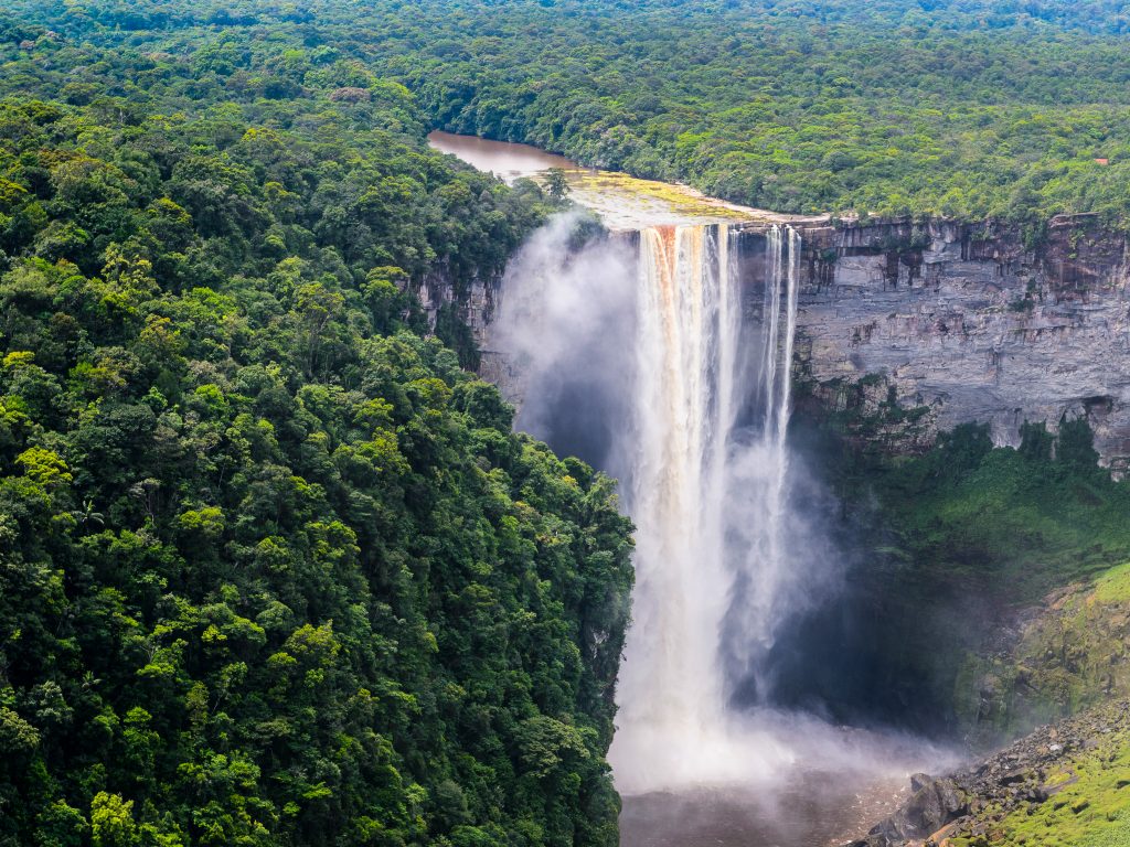 Kaieteur Falls, a waterfall on the Potaro River in central Essequibo Territory, Guyana, South America. Photo Credit: Shutterstock