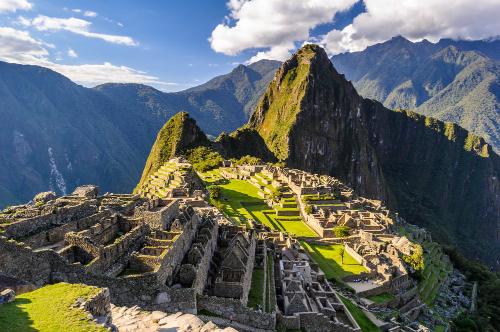 View of Machu Picchu and the ruins in Peru