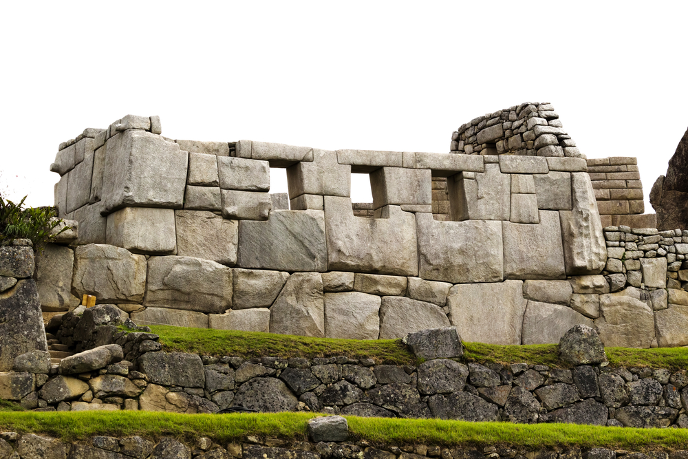 A ruin of the Temple of the Three WIndows at the Machu Picchu in Peru
