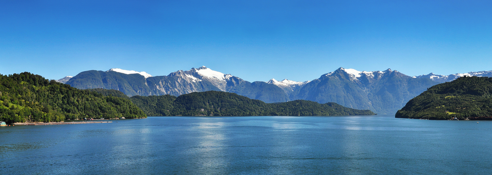 Beautiful panoramic view of Chilean fjords.