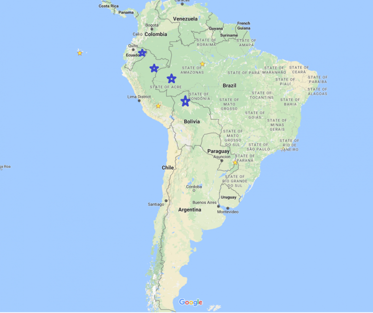 Map of South America's Big Five
