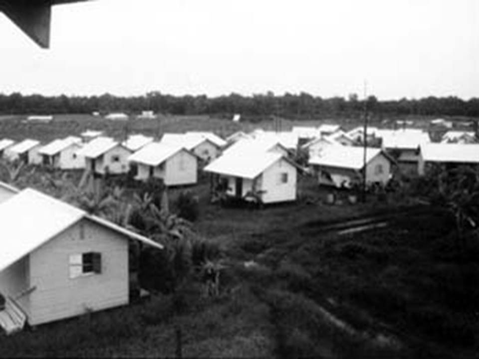 Jonestown houses 1979. Photo Credit: Wikipedia