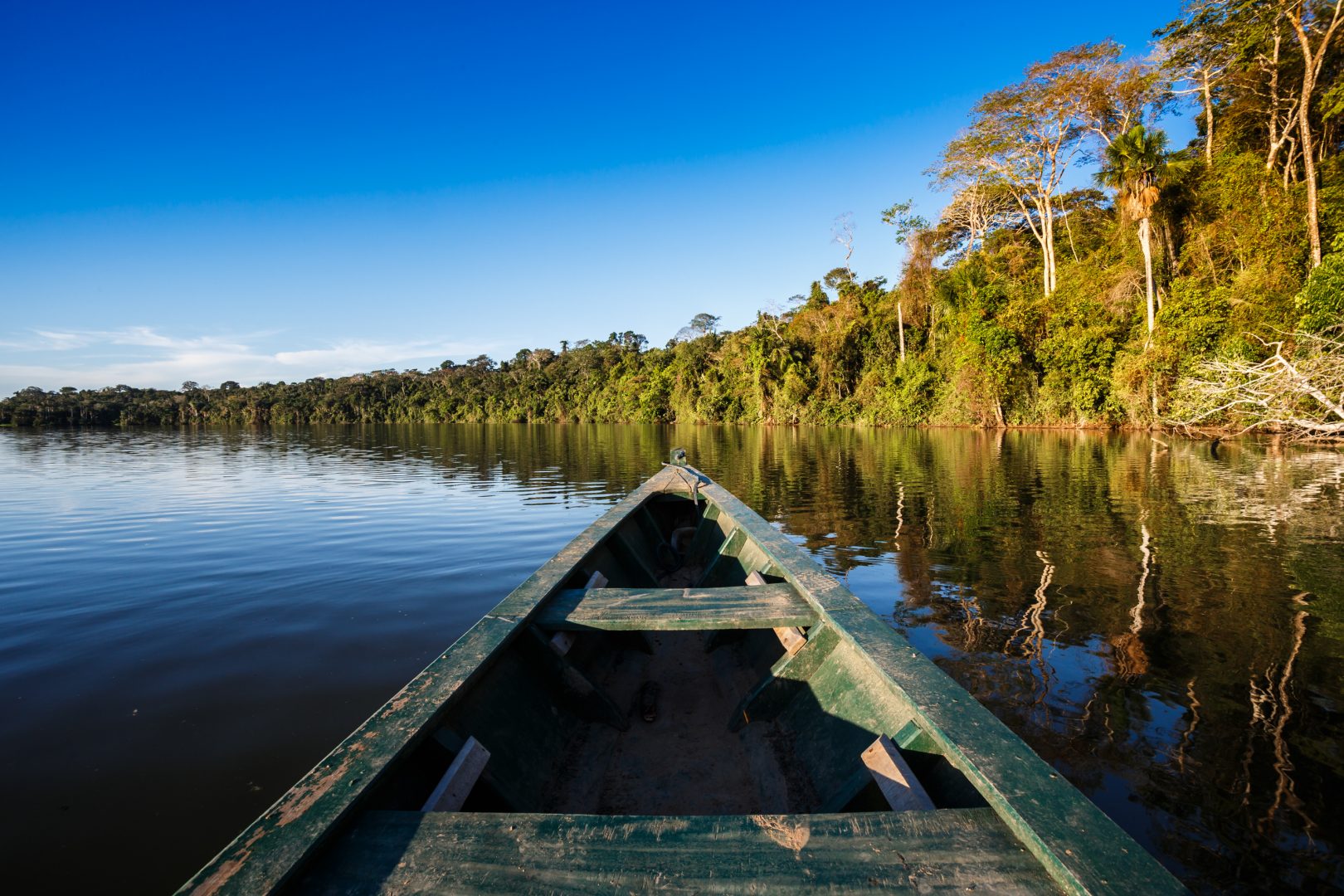 Boat floating on the Amazon river
