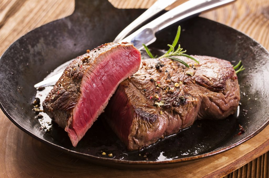 argentinean steak in a pan
