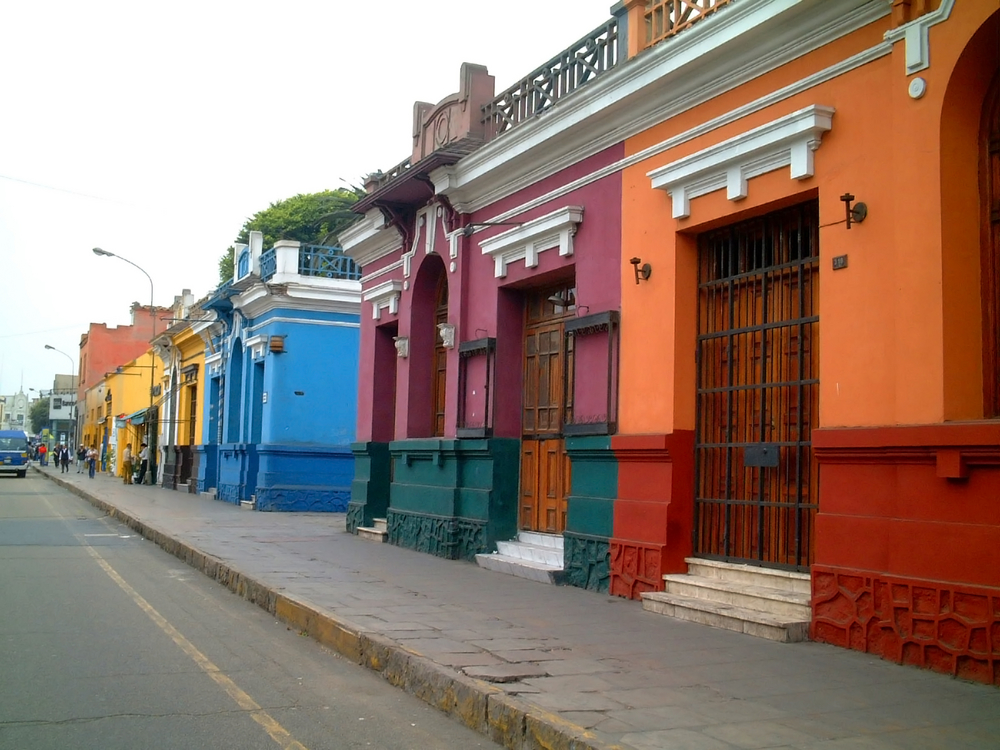 Colourful houses at the old town of Barranco, in Lima, Peru.