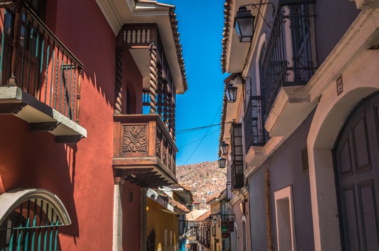 An old street in La Paz in Bolivia
