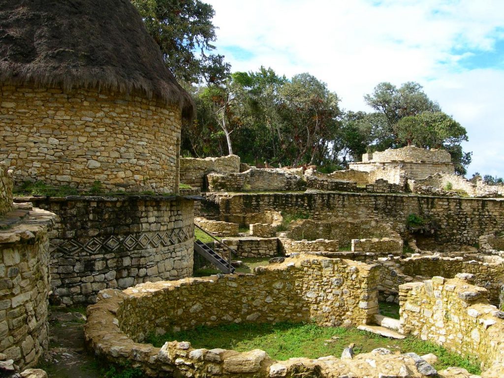 ruins of fortress of kuelap in peru in the rain forest