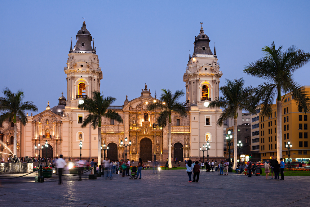 old builinds on main square in lima peru
