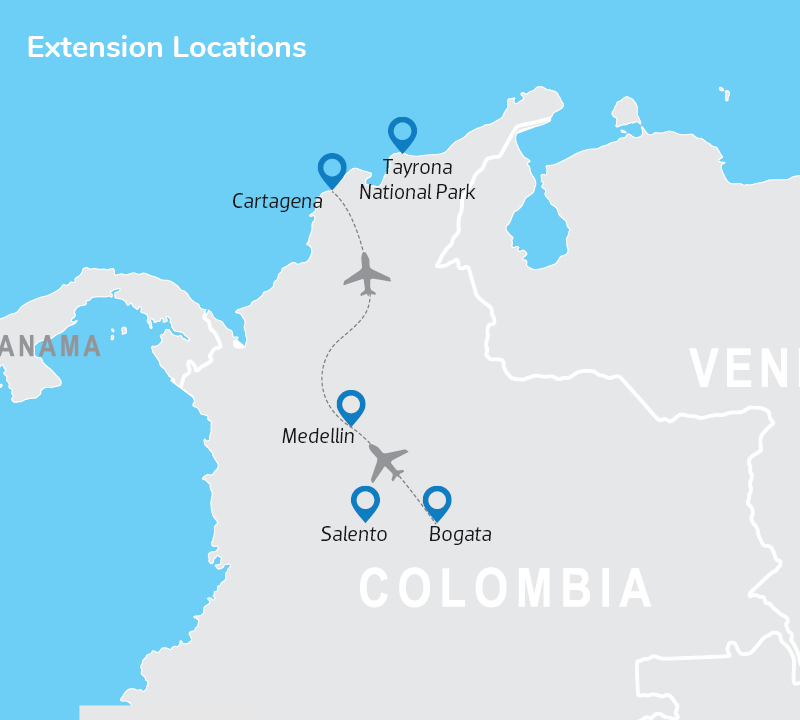 Colombia extensions map