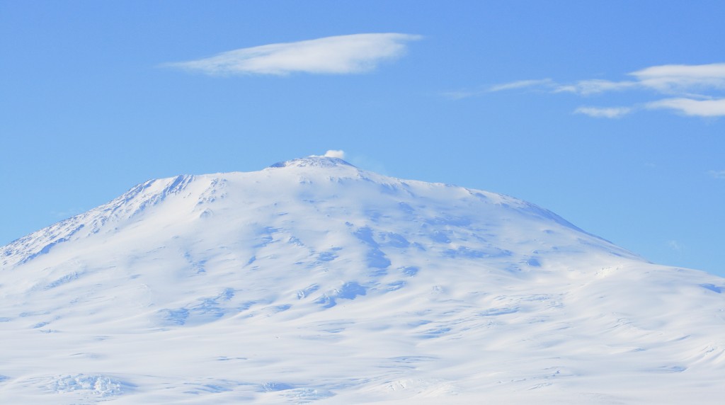 Mount Erebus in the polar region of Antarctica