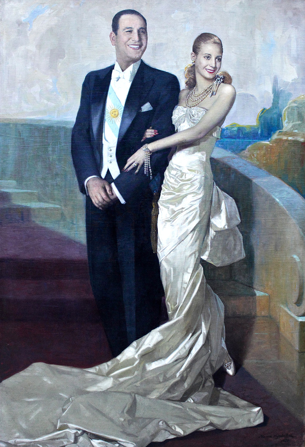 Portrait of Juan Domingo Perón and Eva Peron by artist Numa Ayrinhac