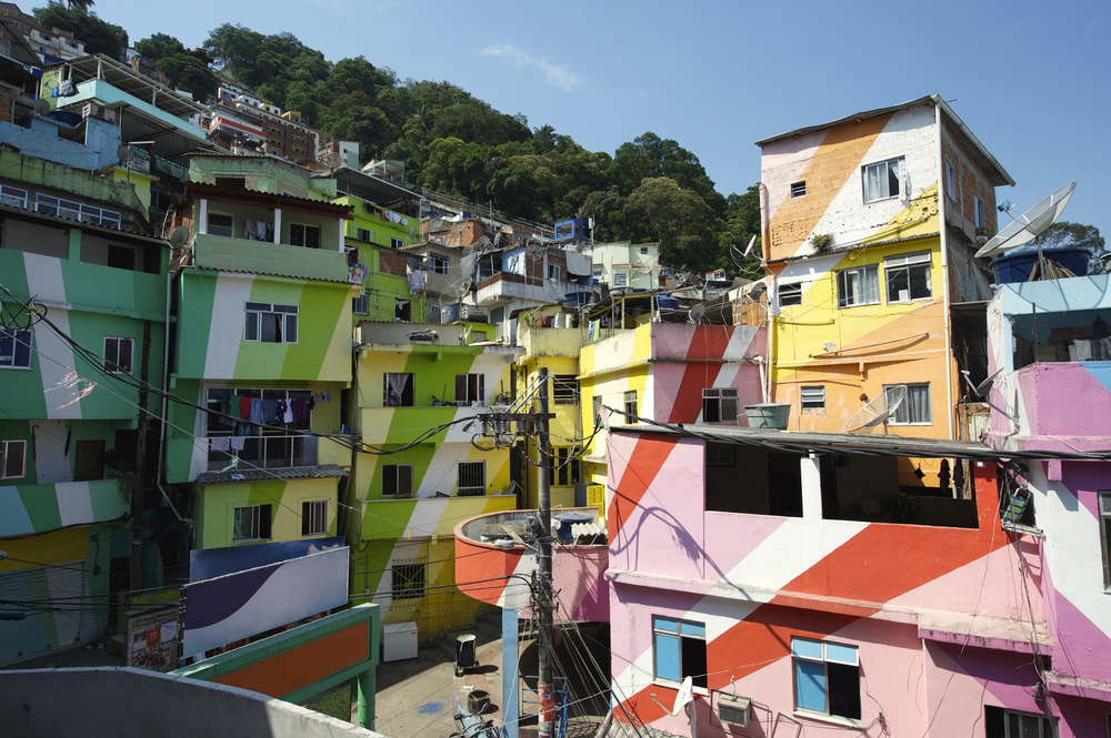 coloured hosues in a slum in brazil