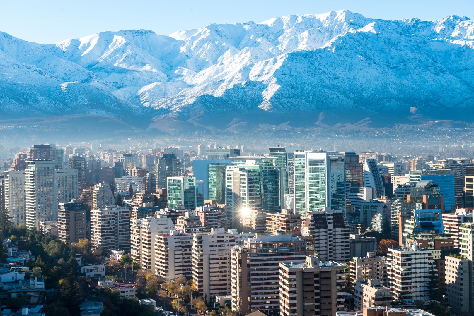 Temperate Mediterranean climate in Santiago de Chile