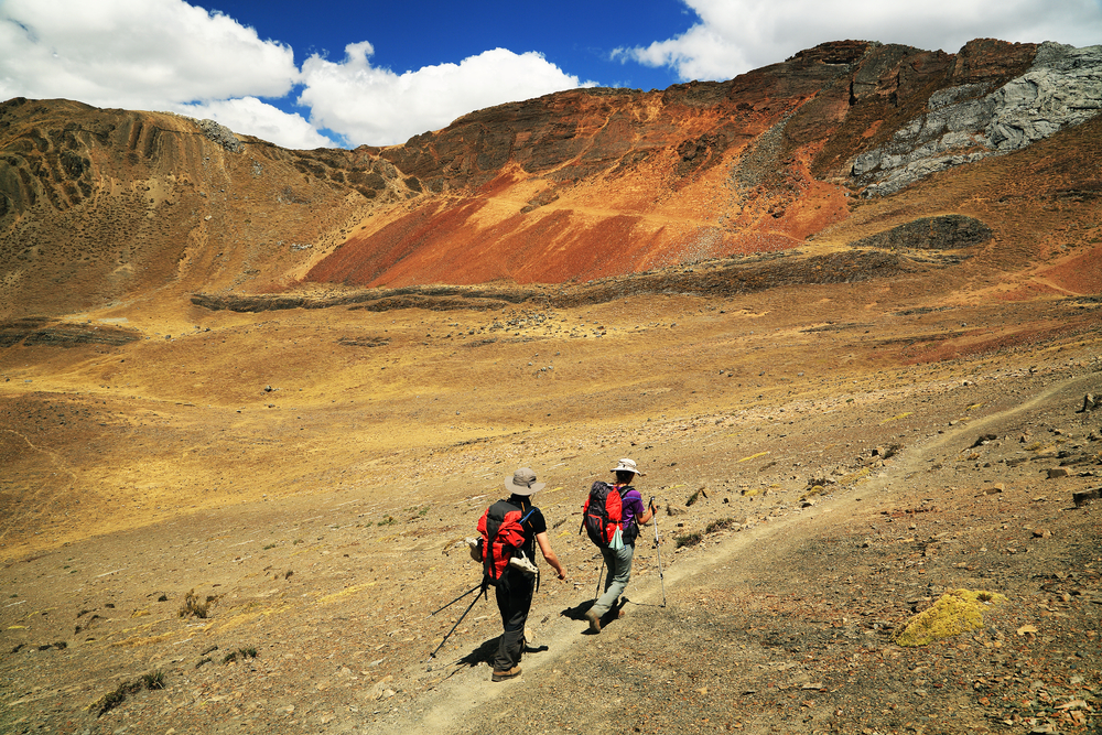 Trekkers at the Cordillera Blanca.