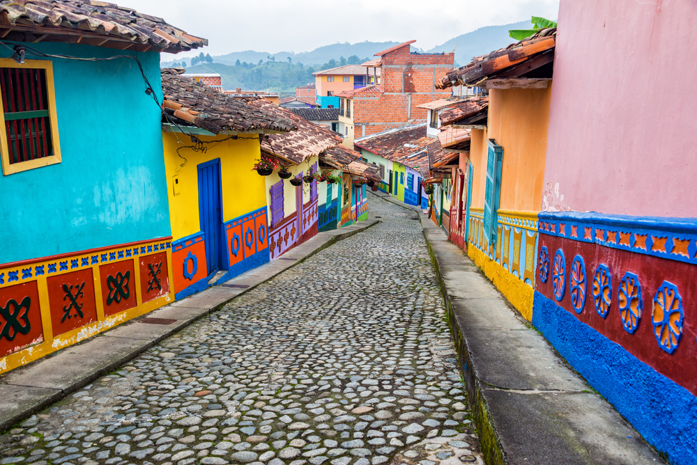Colonial Houses in Guatape, Antioquia in Colombia