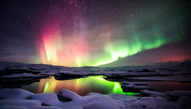 The Aurora Borealis dancing above Iceland