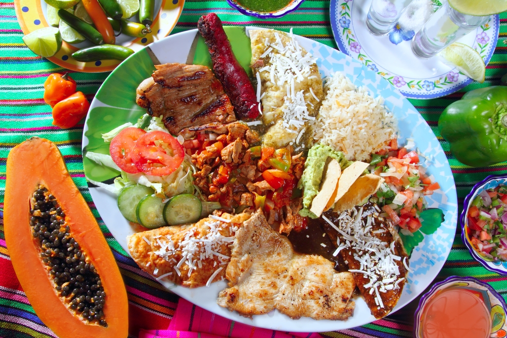 assortiment of mexican food on a plate